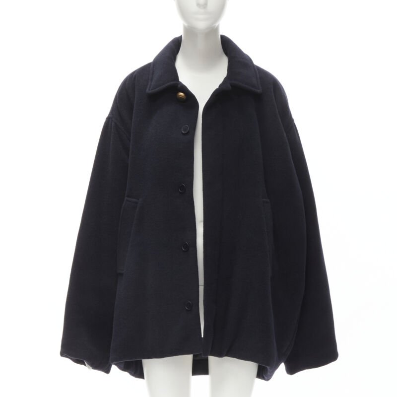 Balenciaga Navy Cocoon Coat - Image 6