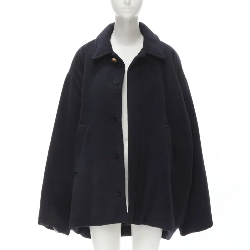 Balenciaga Navy Cocoon Coat Navy Polyester Never worn, with tag - Inside View