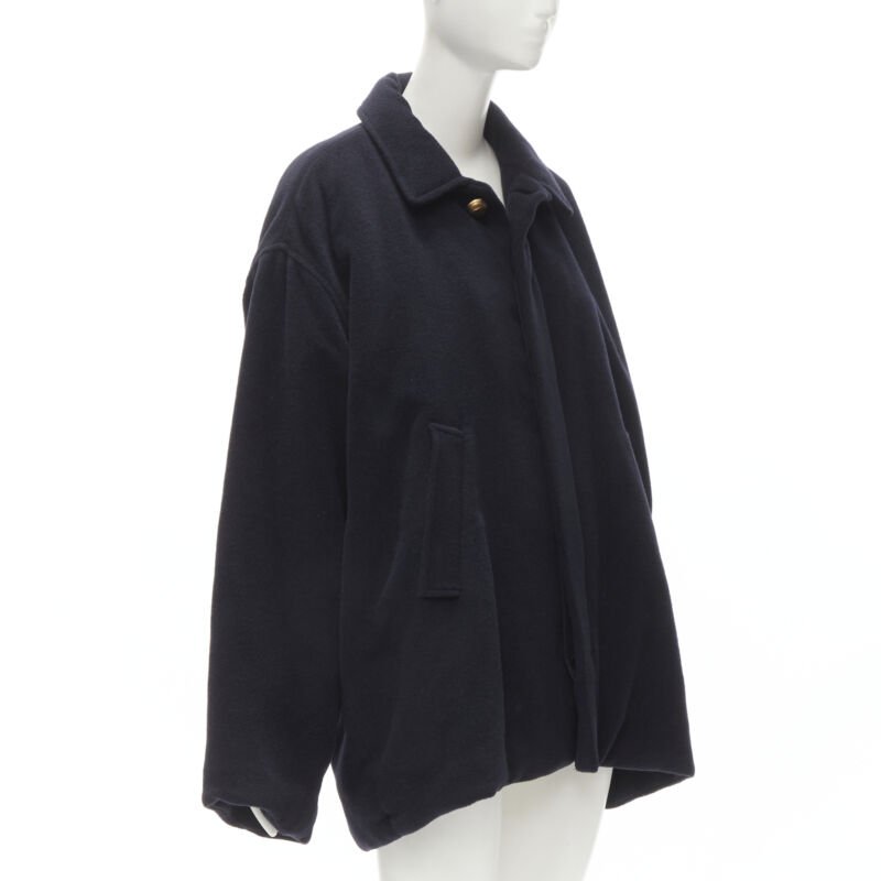 Balenciaga Navy Cocoon Coat - 4