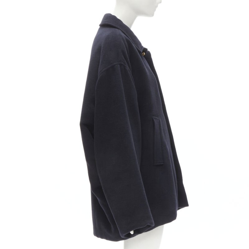 Balenciaga Navy Cocoon Coat - Side view