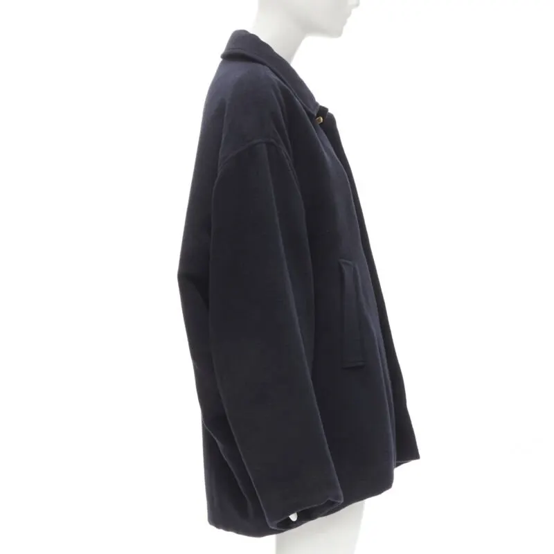 Balenciaga Navy Cocoon Coat Navy Polyester Never worn, with tag - Box View