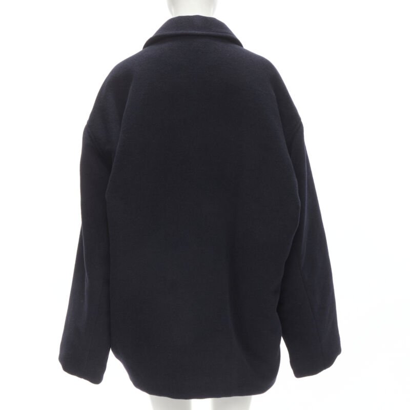 Balenciaga Navy Cocoon Coat - Detail 1