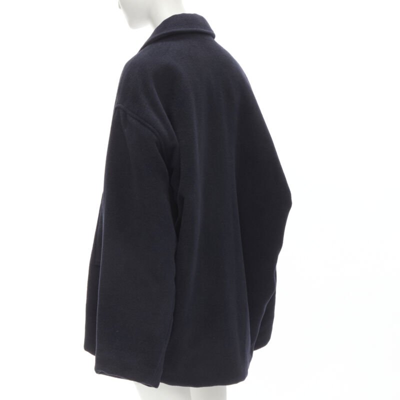 Balenciaga Navy Cocoon Coat - Detail 2