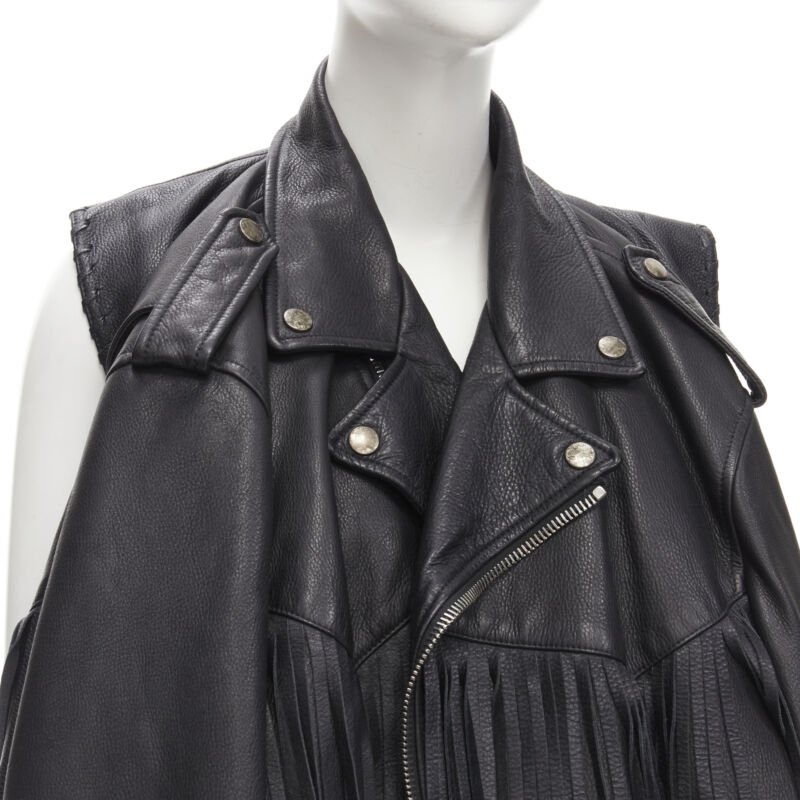 Balenciaga Fringed Biker Jacket - Image 11