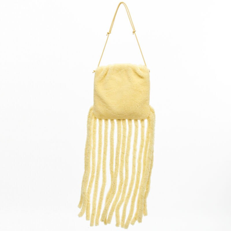 Bottega Veneta Beige Shearling Clutch - Back view