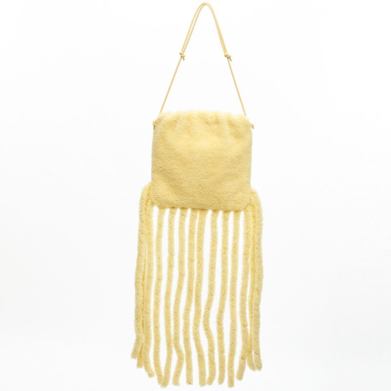 Bottega Veneta Beige Shearling Clutch - Side view