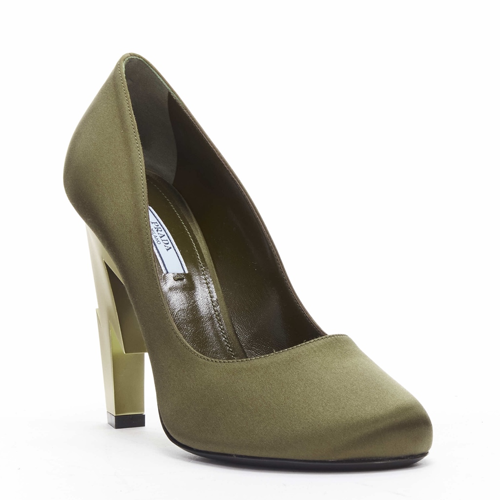 Prada Silk Gold Heels - Image 6