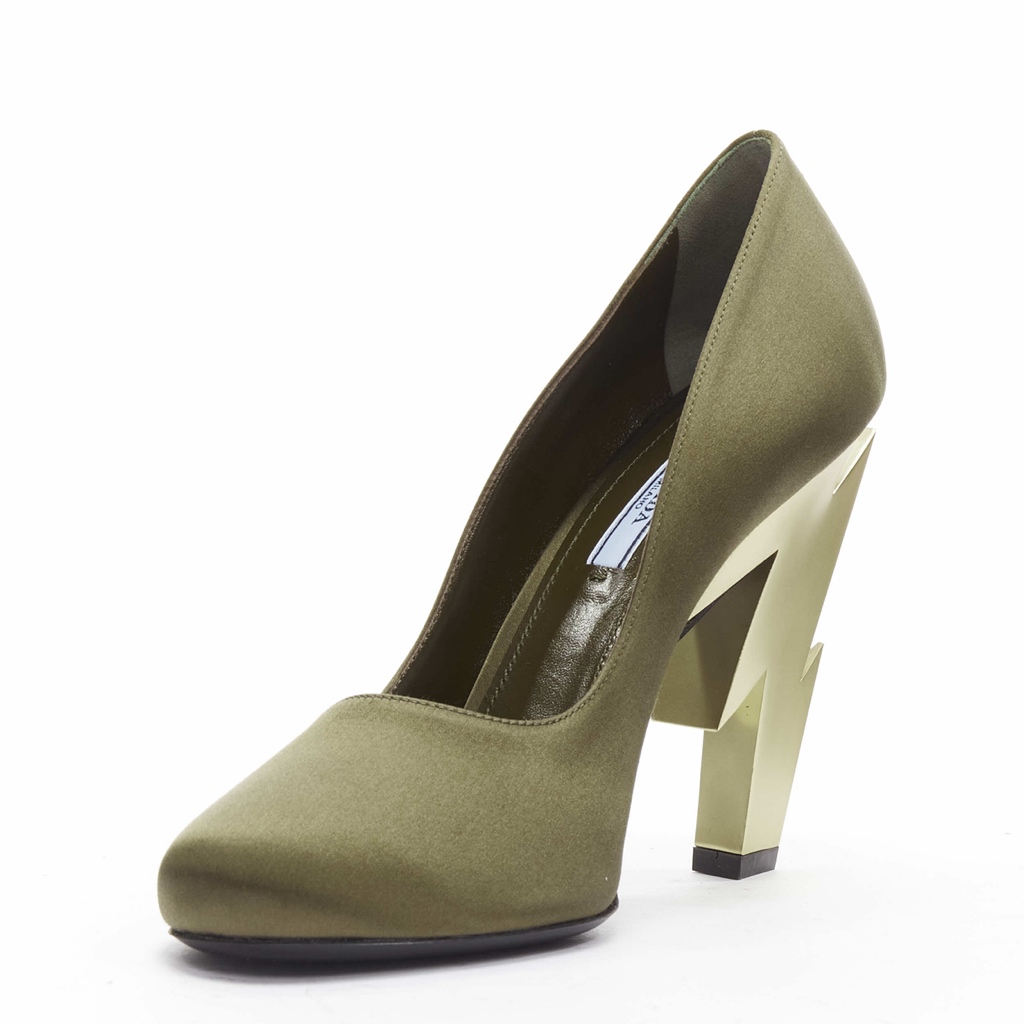 Prada Silk Gold Heels - Side view