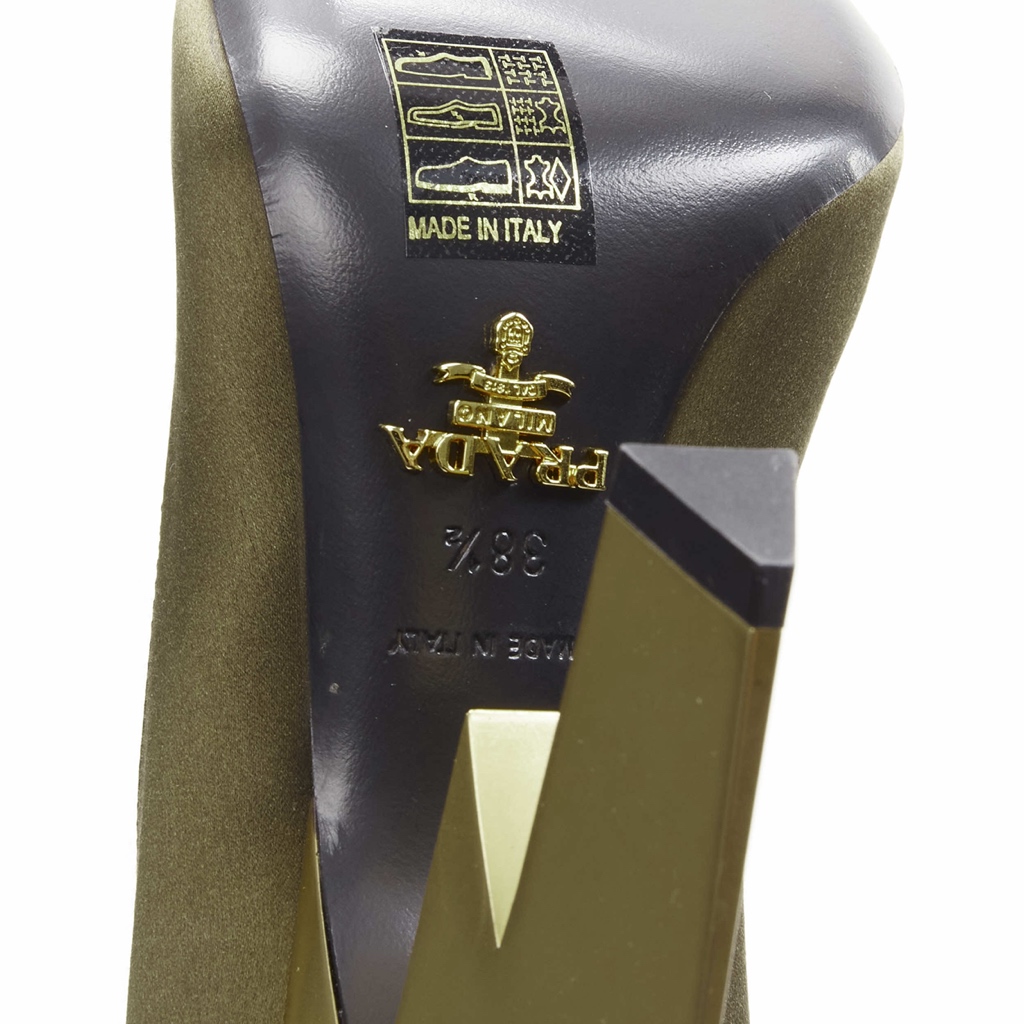 Prada Silk Gold Heels - Image 13