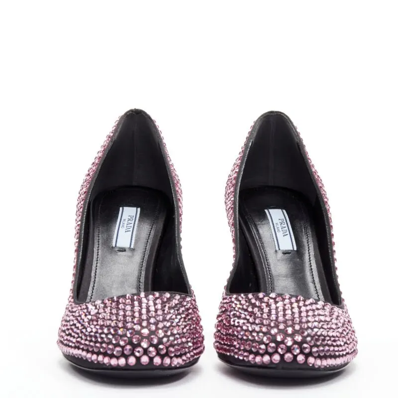 Prada Crystal Pink Pumps Pink Leather Never worn - Inside View