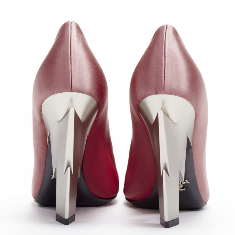 Prada Silk Metal Heels - Side view