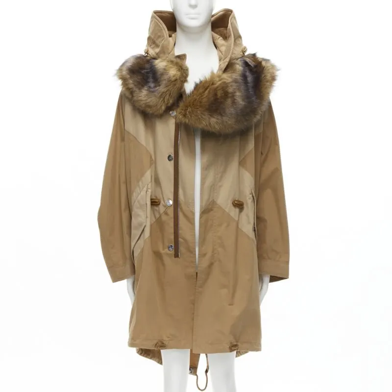 Burberry Walnut Fur Anorak Beige Cotton Never worn, with tag - Front View