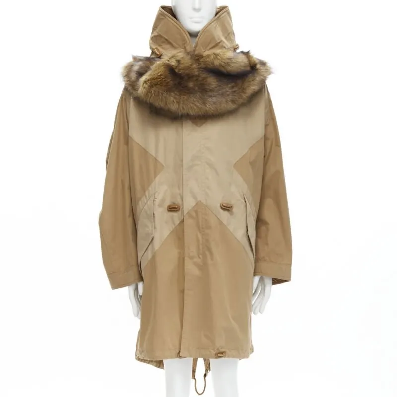 Burberry Walnut Fur Anorak Beige Cotton Never worn, with tag - Inside View