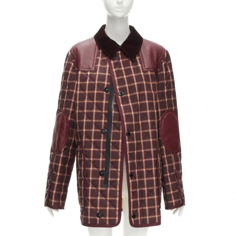 Burberry Burgundy Leather Jacket Burgundy Polyester Never worn, with tag - Front View