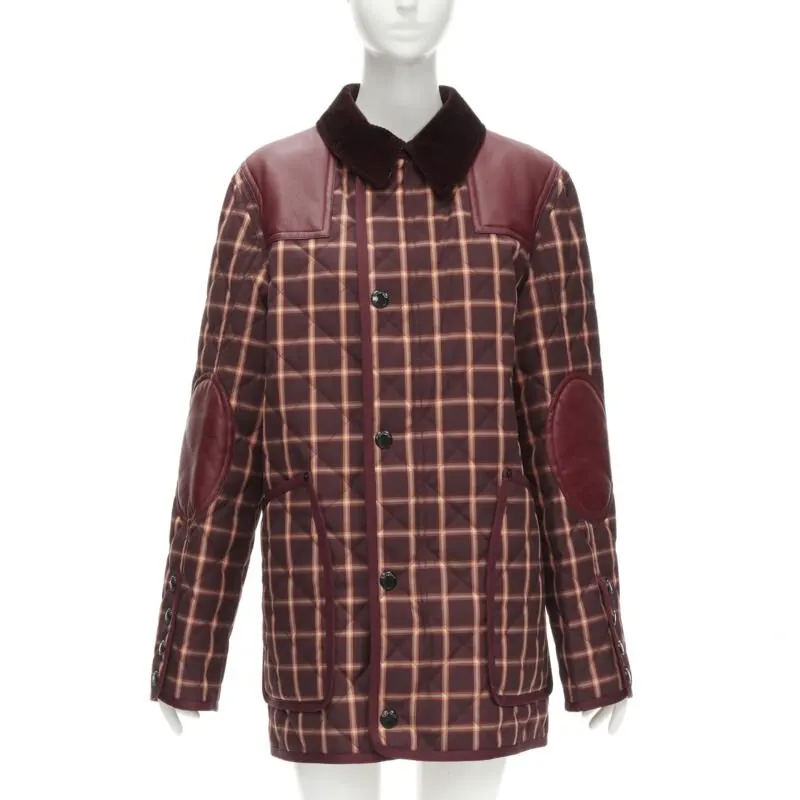 Burberry Burgundy Leather Jacket Burgundy Polyester Never worn, with tag - Back View