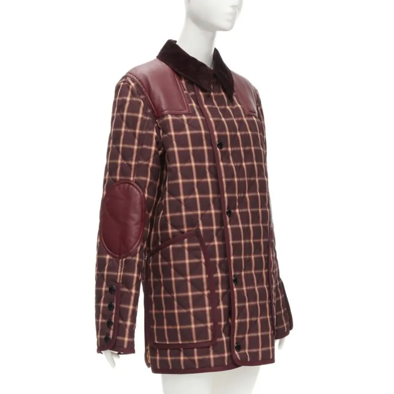 Burberry Burgundy Leather Jacket Burgundy Polyester Never worn, with tag - Inside View