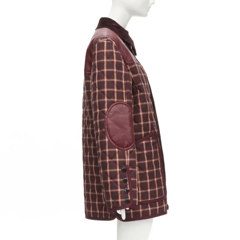 Burberry Burgundy Leather Jacket Burgundy Polyester Never worn, with tag - Model View