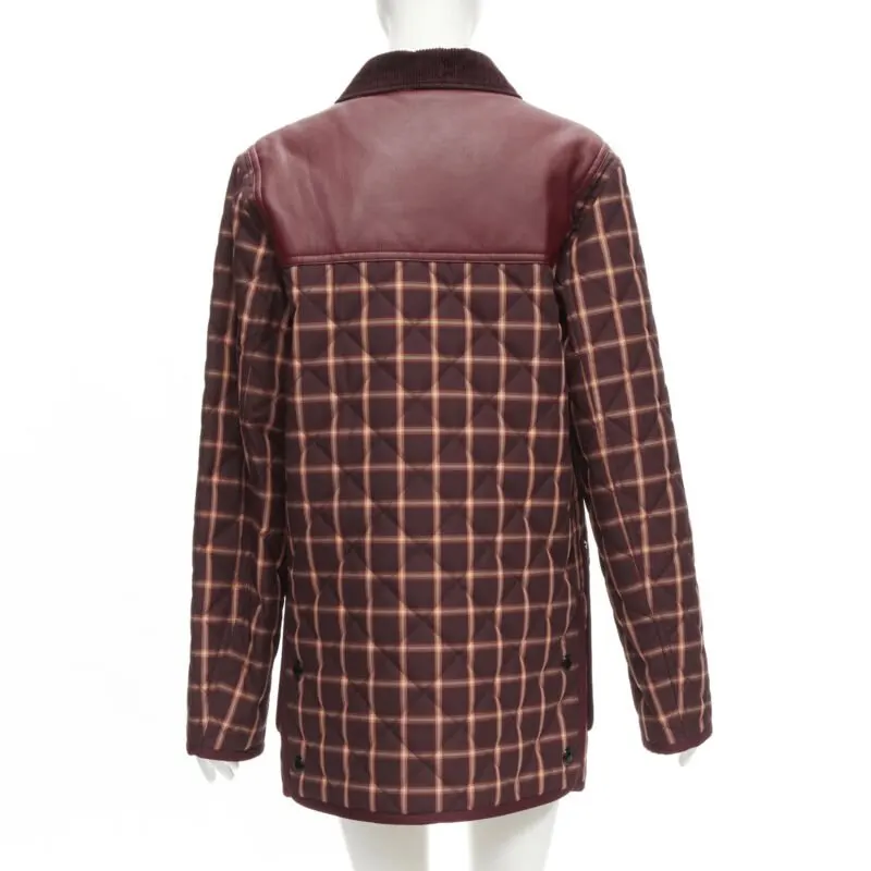 Burberry Burgundy Leather Jacket Burgundy Polyester Never worn, with tag - Box View