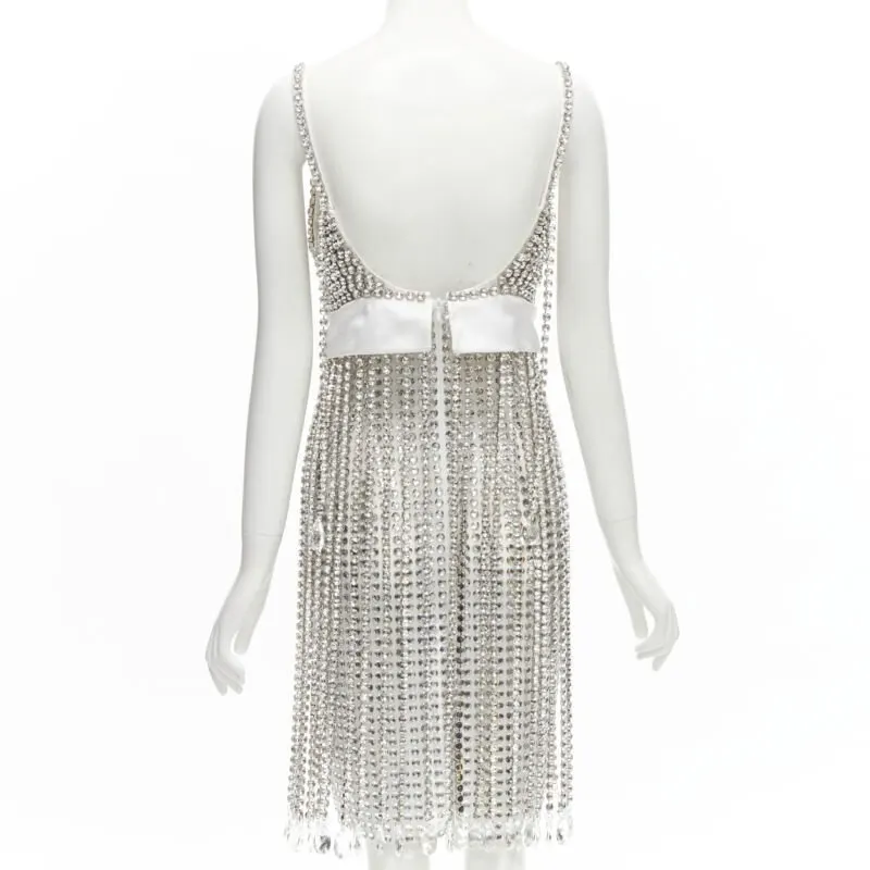 Burberry Crystal Flapper Dress White Viscose Never worn, with tag - Box View