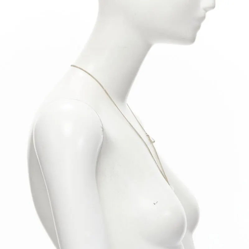 Chanel Heart Drop Necklace White Metal Never worn - Model View