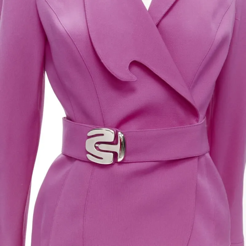 Thierry Mugler Pink Curved Blazer Pink Wool Very good - Back View
