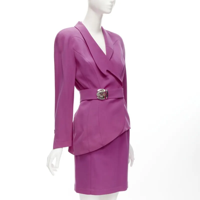 Thierry Mugler Pink Curved Blazer Pink Wool Very good - Inside View