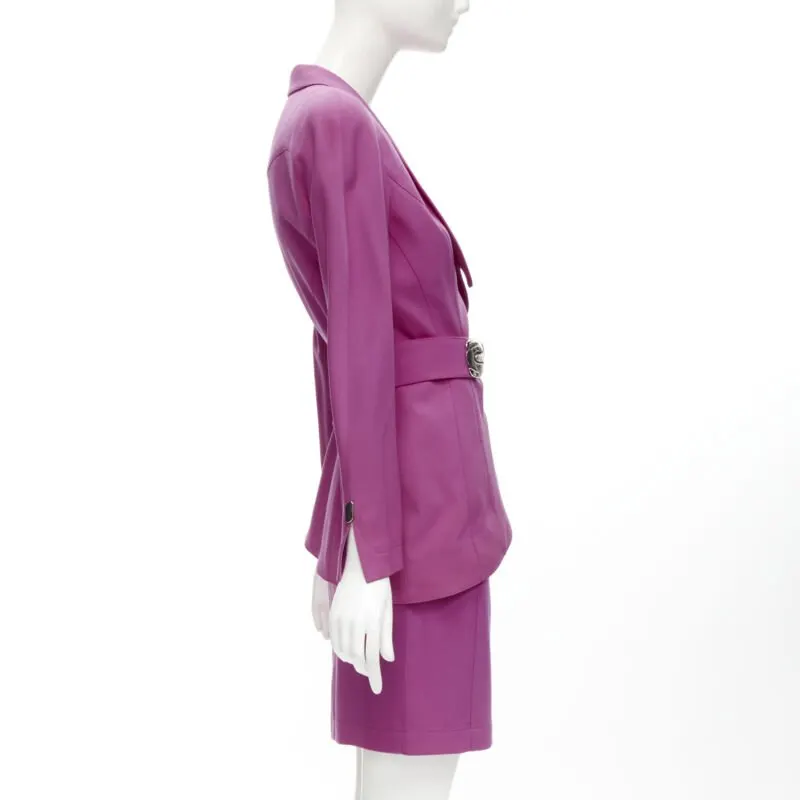 Thierry Mugler Pink Curved Blazer Pink Wool Very good - Model View