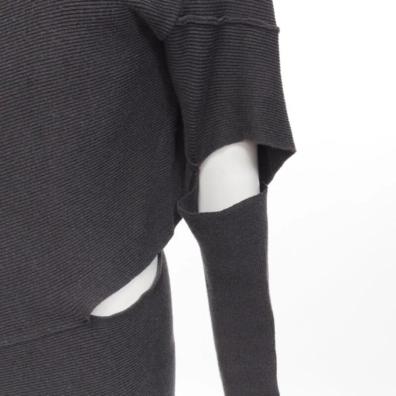 Issey Miyake Bias Cutout Dress Grey Cotton Good - Back View