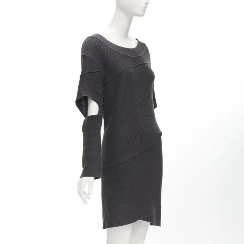 Issey Miyake Bias Cutout Dress Grey Cotton Good - Inside View