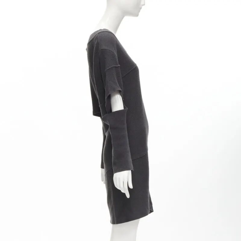 Issey Miyake Bias Cutout Dress Grey Cotton Good - Model View