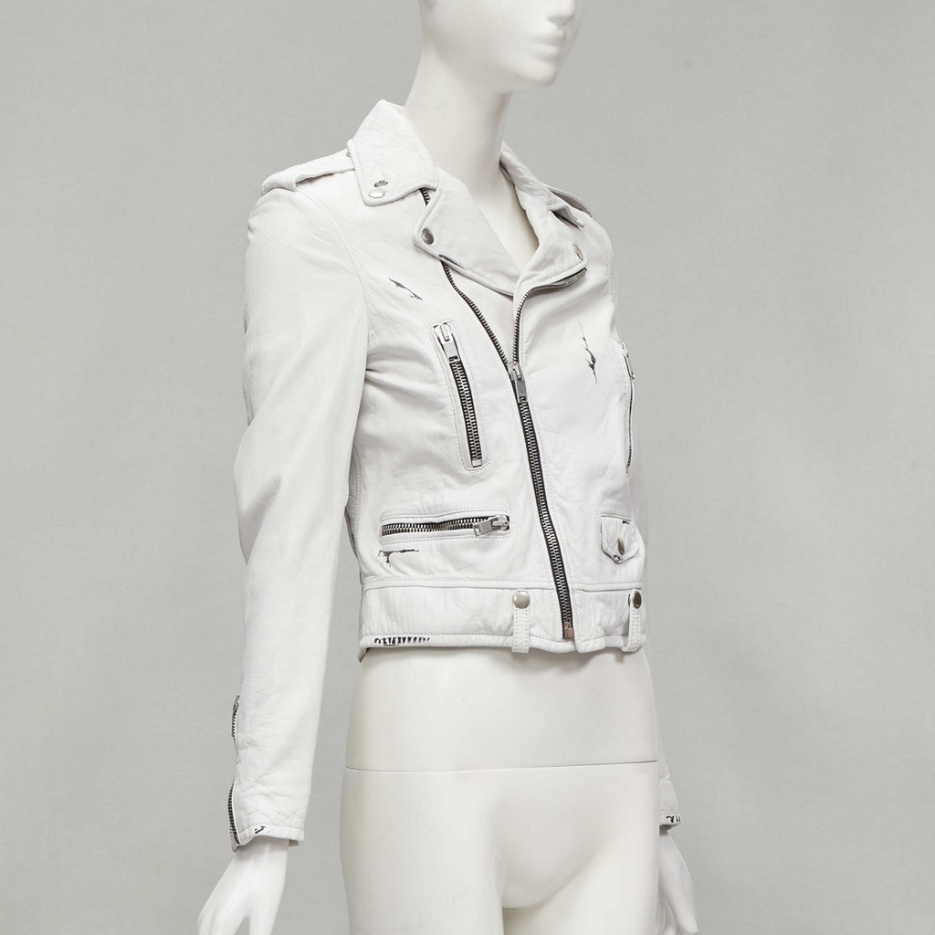 Saint Laurent Distressed White Biker - 4
