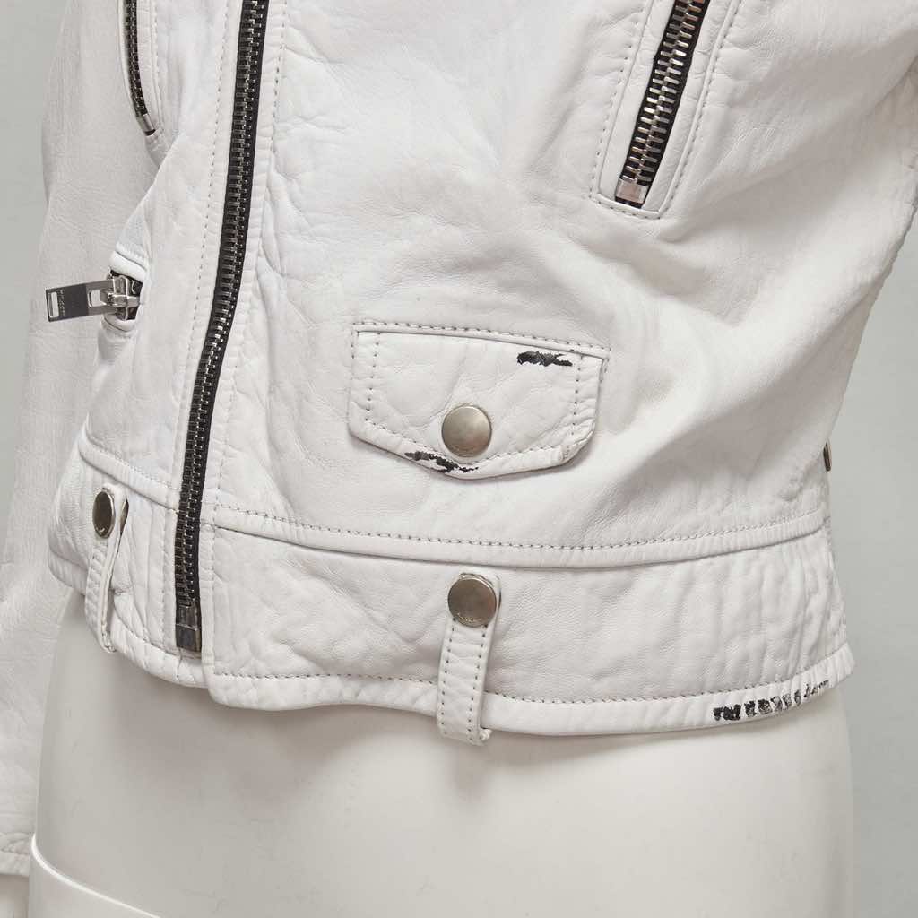 Saint Laurent Distressed White Biker - Image 10
