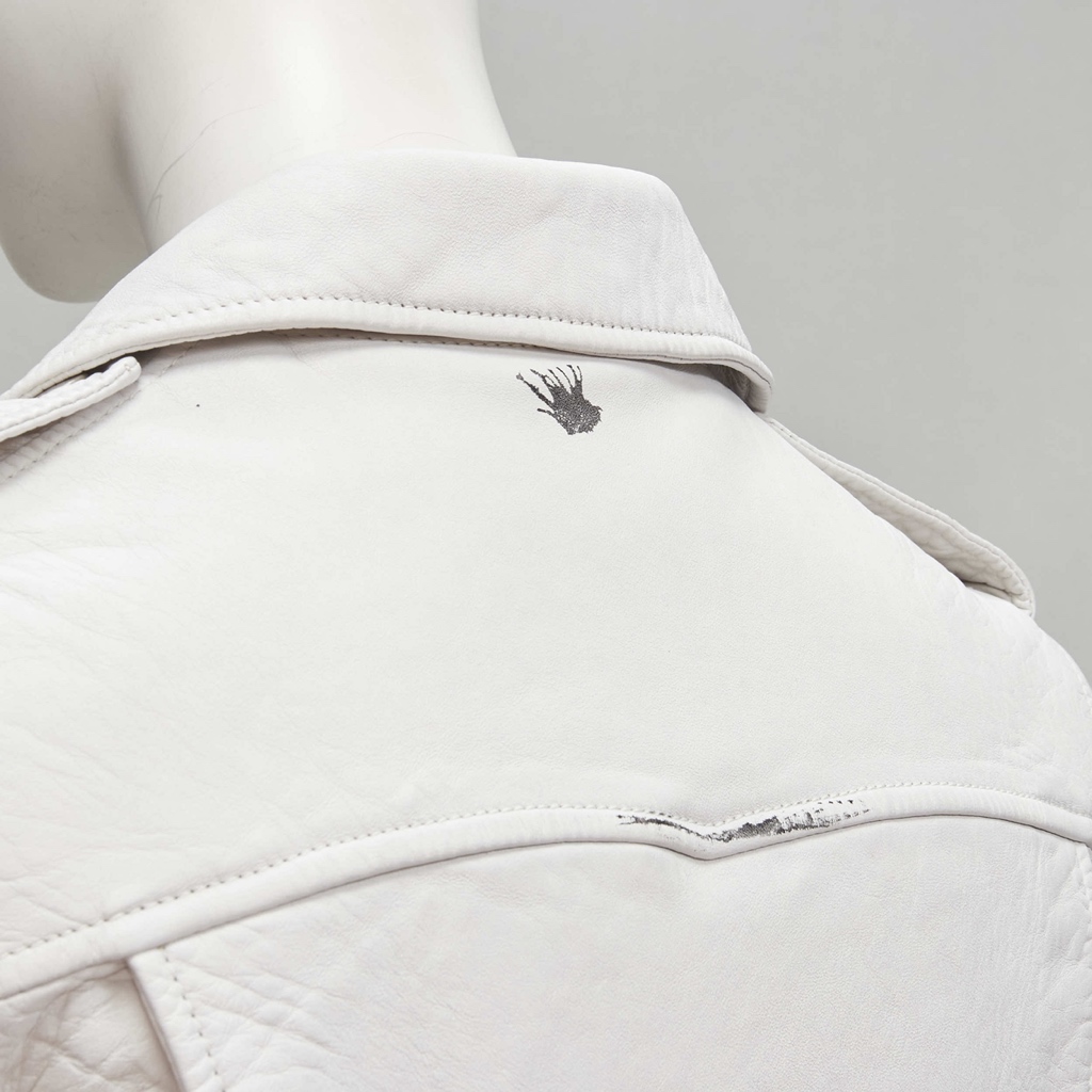 Saint Laurent Distressed White Biker - Image 12