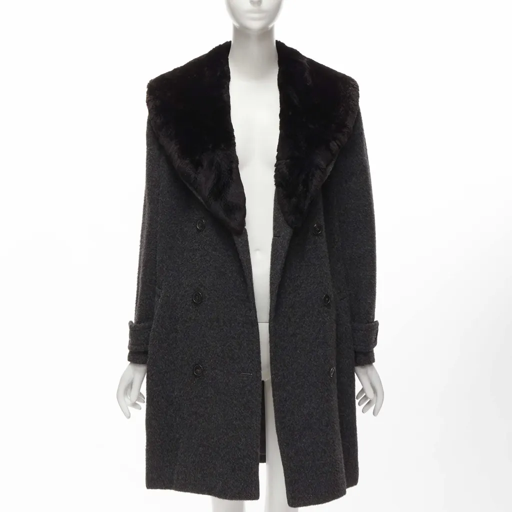 Gucci Grey Alpaca Coat Grey Very good - Inside View