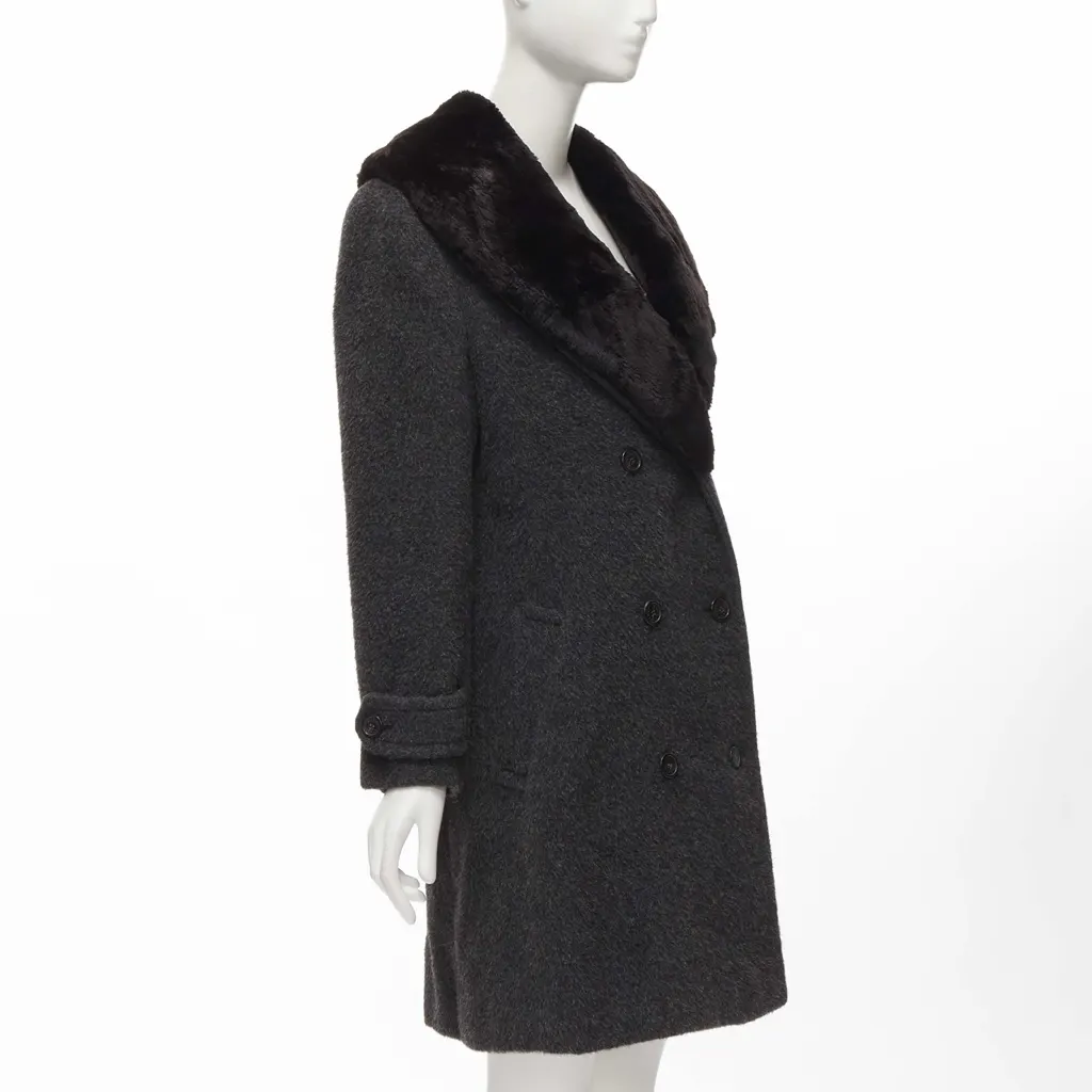 Gucci Grey Alpaca Coat Grey Very good - Model View