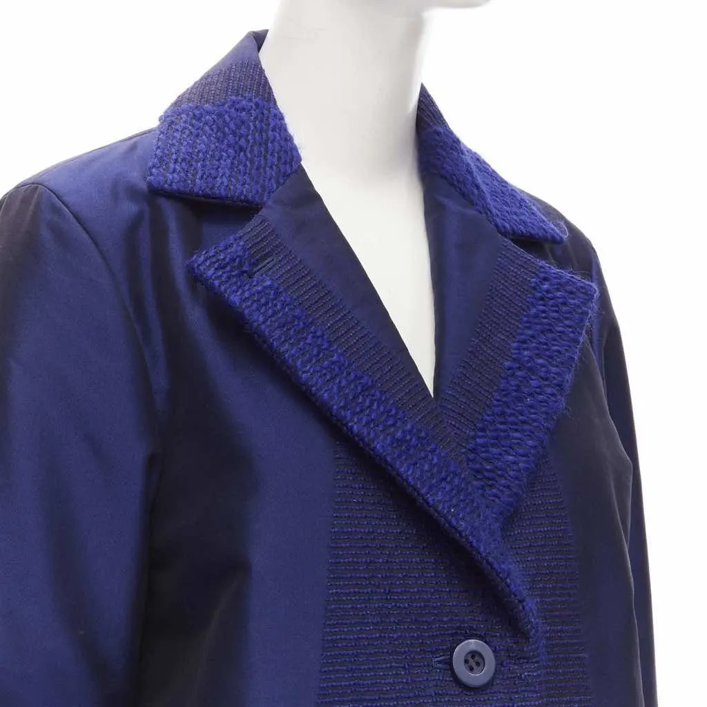 Issey Miyake Blue Tweed Coat Blue Cotton Never worn - Back View