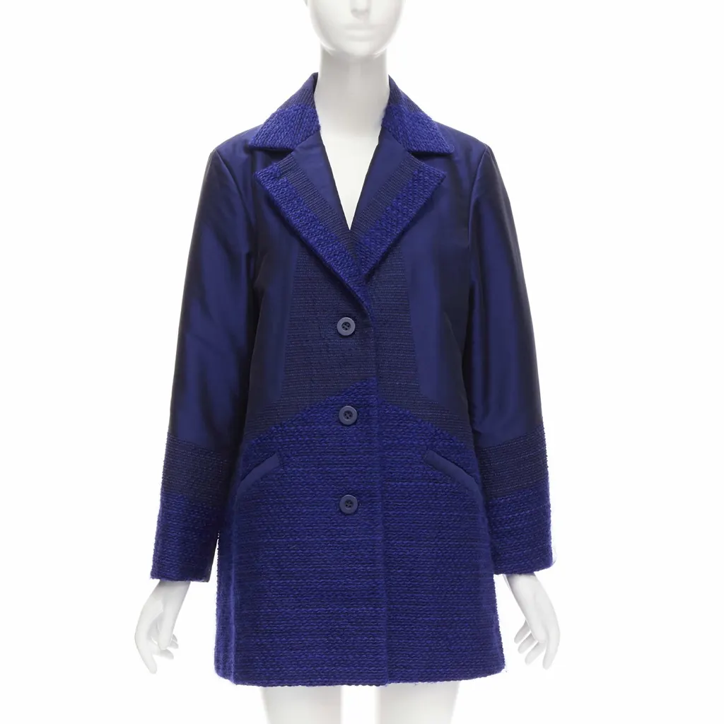 Issey Miyake Blue Tweed Coat Blue Cotton Never worn - Inside View