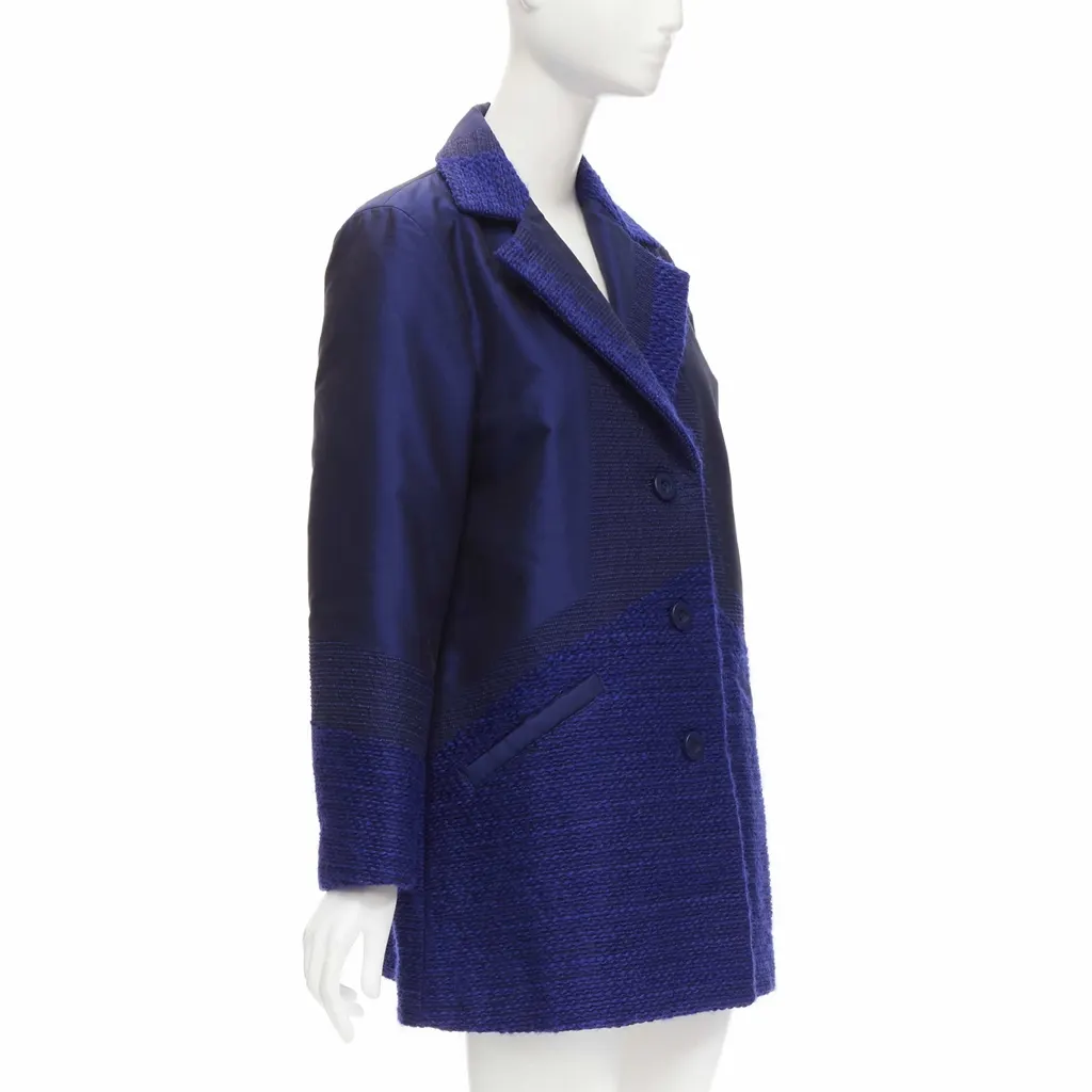 Issey Miyake Blue Tweed Coat Blue Cotton Never worn - Model View