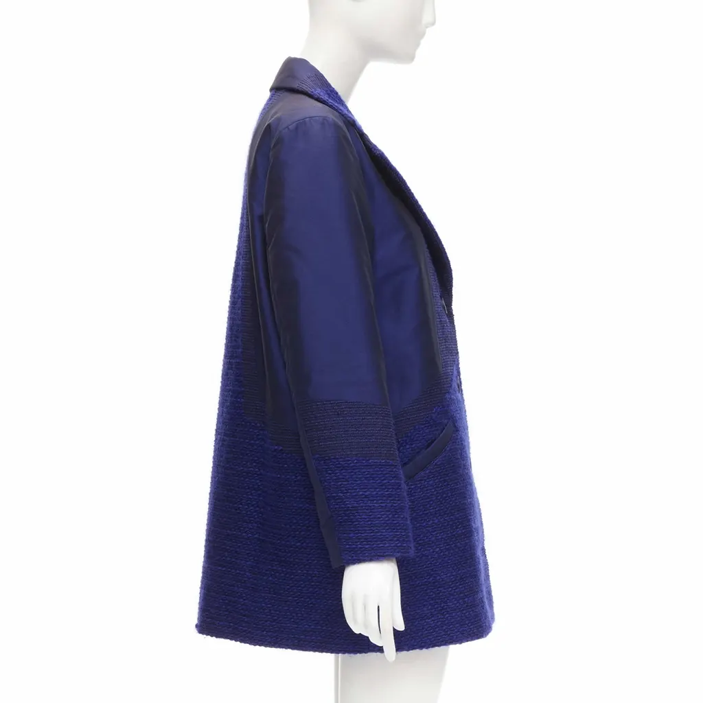 Issey Miyake Blue Tweed Coat Blue Cotton Never worn - Box View
