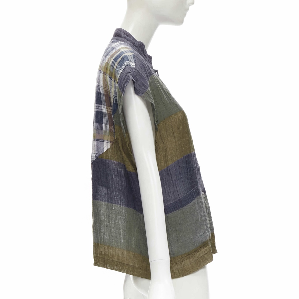 Issey Miyake Check Patchwork Vest - Side view