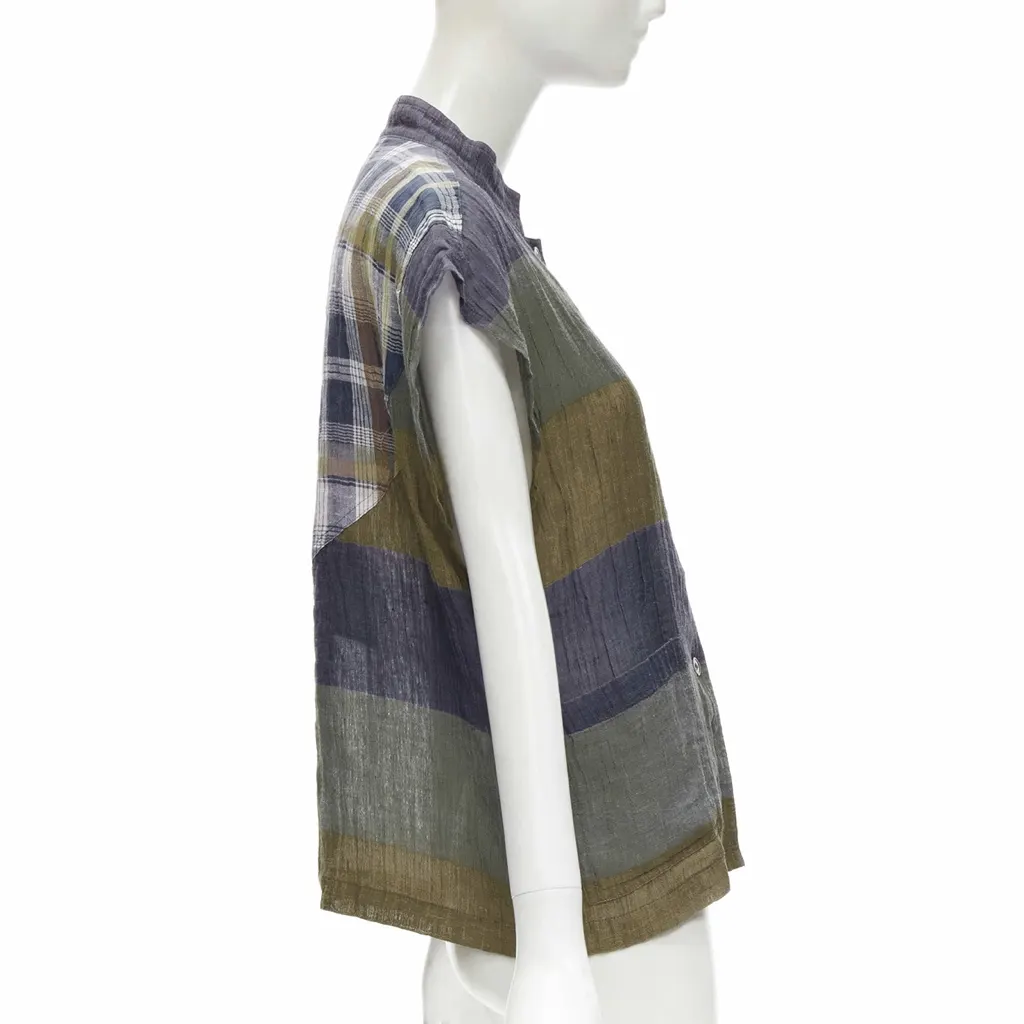 Issey Miyake Check Patchwork Vest MultiColor Linen Good - Box View