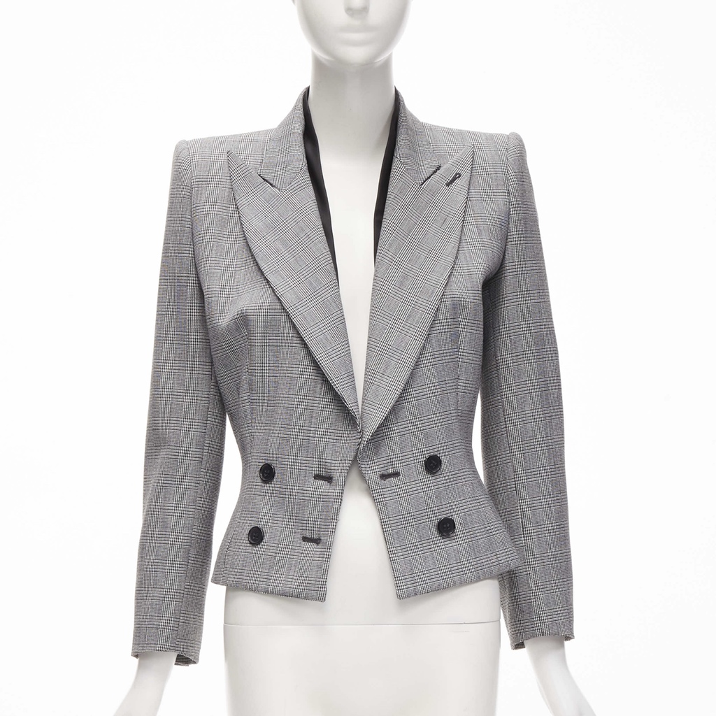 Alexander Mcqueen Grey Houndstooth Blazer