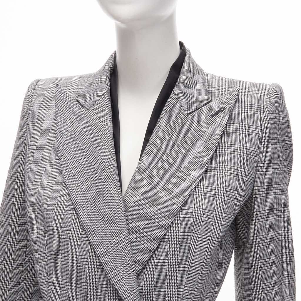 Alexander Mcqueen Grey Houndstooth Blazer - Back view