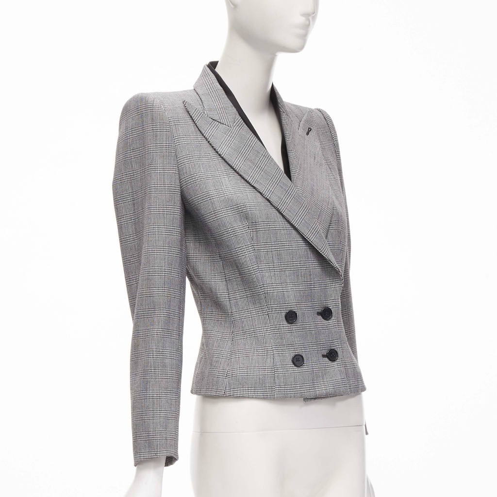 Alexander Mcqueen Grey Houndstooth Blazer - 4
