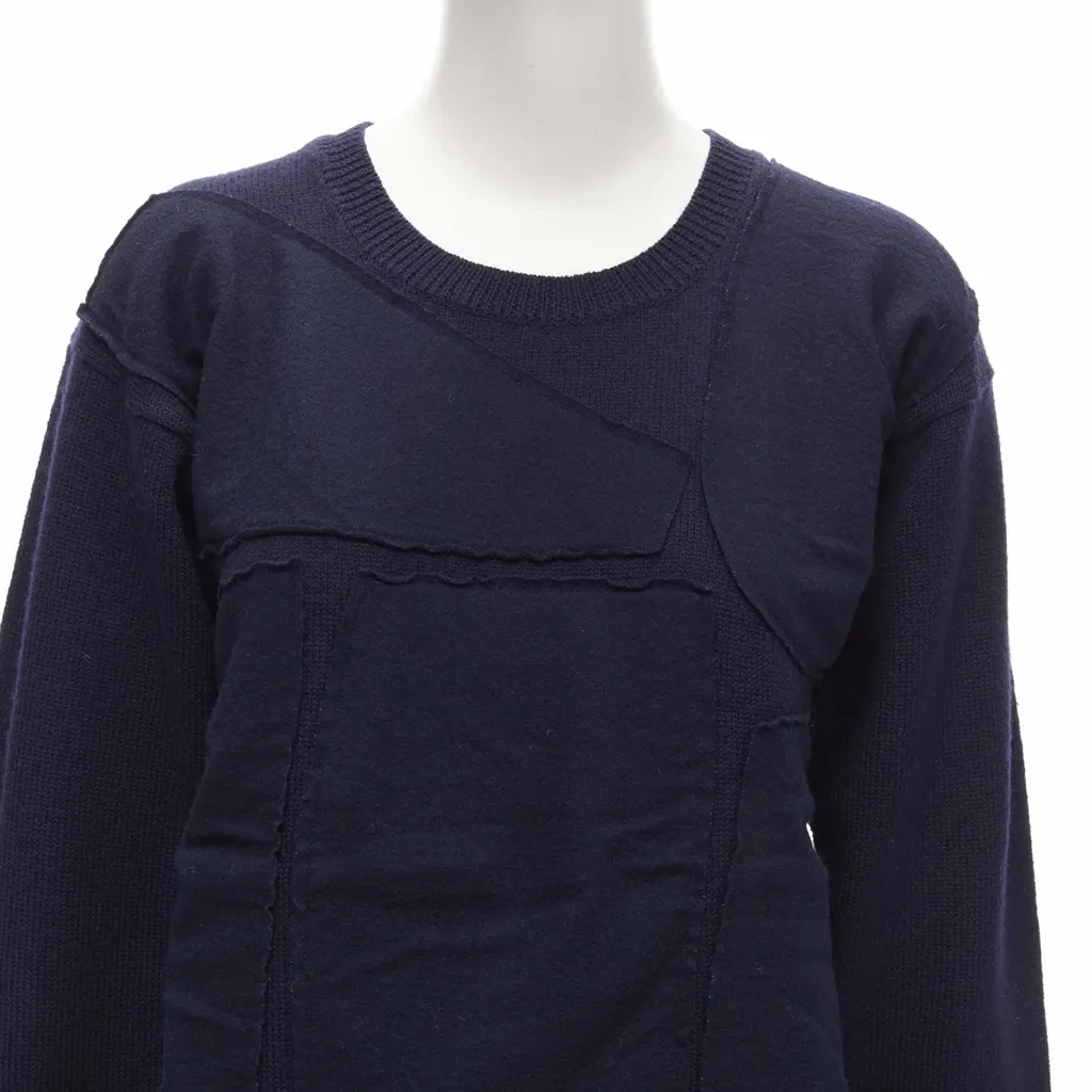 Comme Des Garcons Patchwork Wool Sweater Blue Wool Very good - Back View