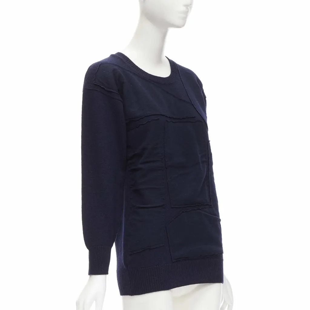 Comme Des Garcons Patchwork Wool Sweater Blue Wool Very good - Inside View