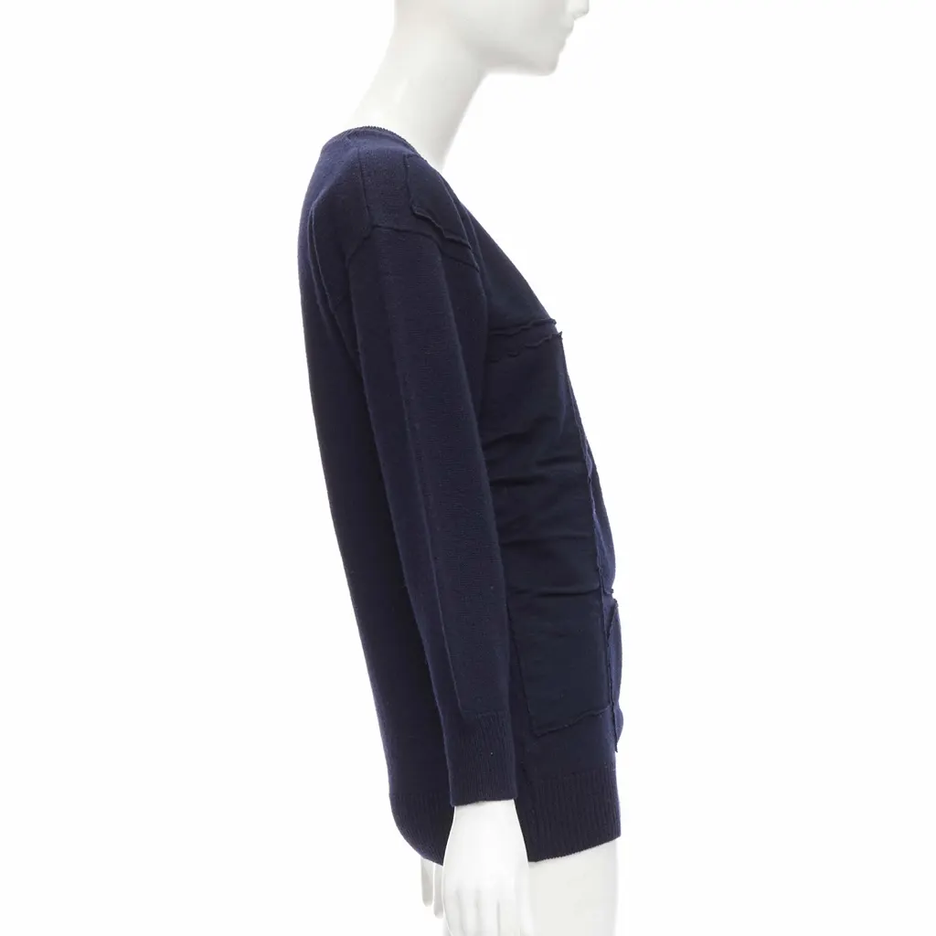 Comme Des Garcons Patchwork Wool Sweater Blue Wool Very good - Model View