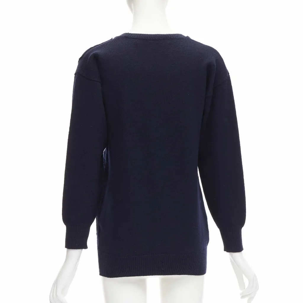 Comme Des Garcons Patchwork Wool Sweater Blue Wool Very good - Box View