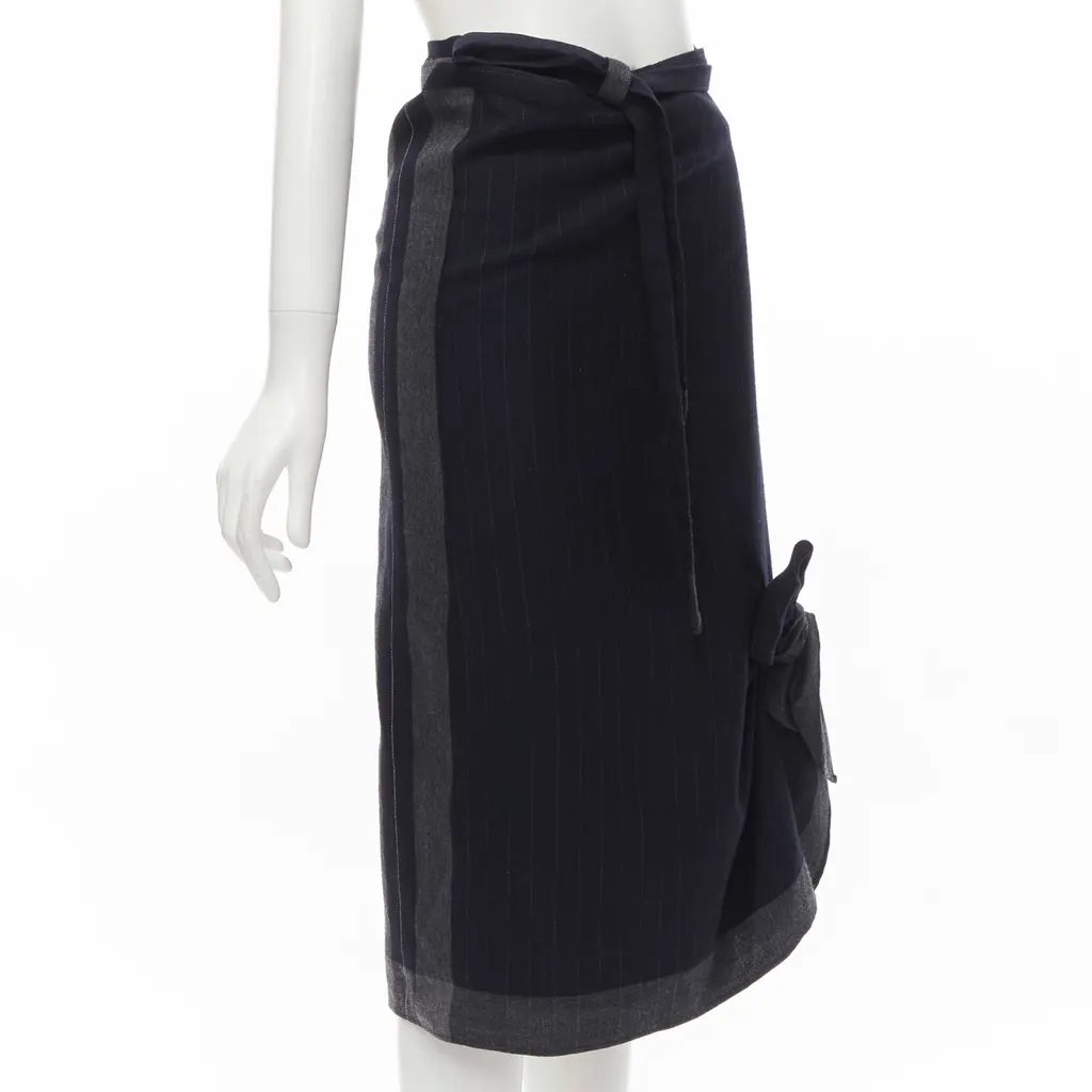 Comme Des Garcons Plaid Bow Kilt Skirt Black Wool Never worn - Inside View