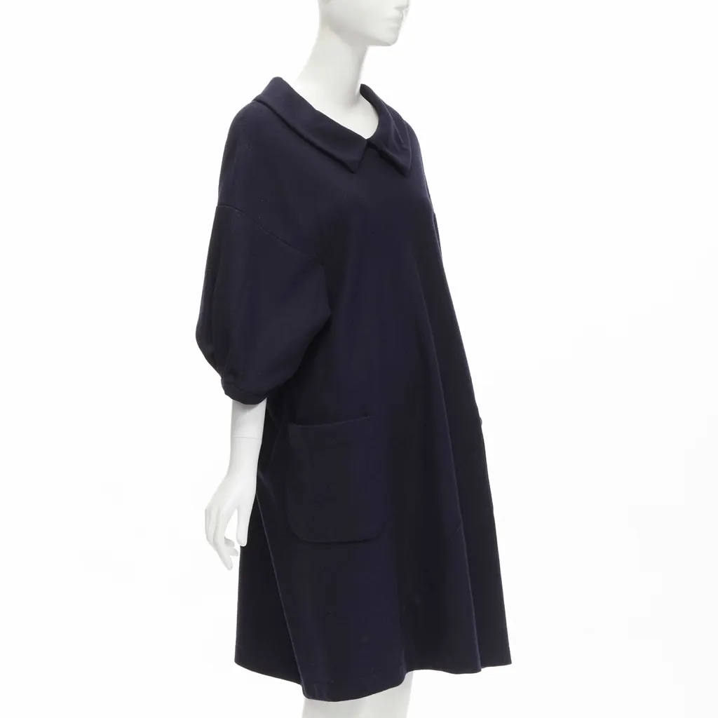 Comme Des Garcons Peterpan Collar Dress Navy Wool Never worn - Inside View